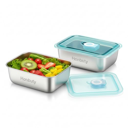 Image of Honbuty Stainless Steel Food Storage Containers with Lids | Leakproof, Oven & Freezer Safe | Meal Prep & Lunch Boxes | Snack Container | Reusable Meal Prep Boxes (2)