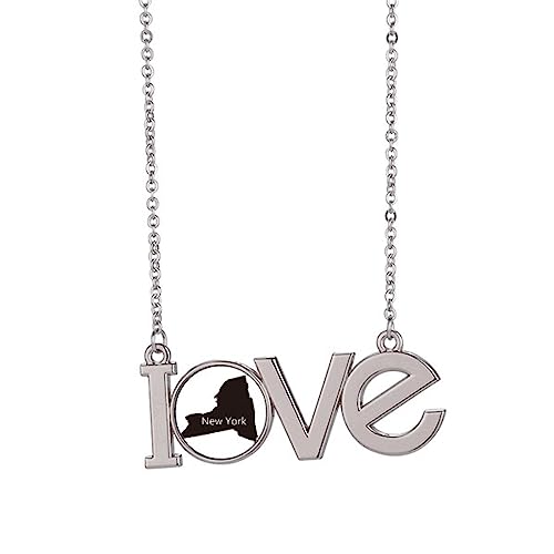 Collier carte des États-Unis pendentif New York taille M pendentif tendance