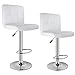 Produktbild Homfa 2er Barhocker Barstühle mit Rücklehne höhenverstellbar Lederimitat Weiß Set