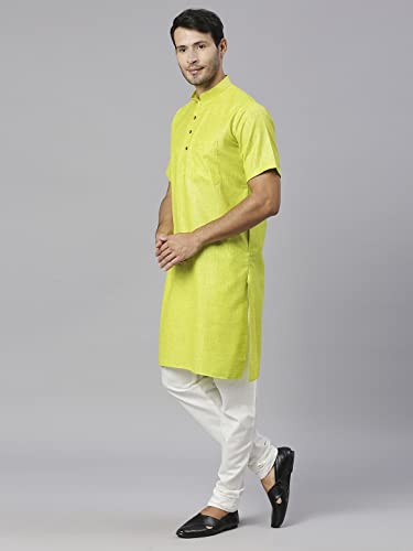 Image of Rajubhai Hargovindas Men's Pure Cotton Woven Design Half Sleeve Kurta