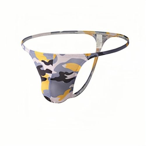 Men's Camouflage Micro Mesh Elastic T-Back Bikini Sexy Low Waist thong Green/Yellow/Orange 3-Piece4