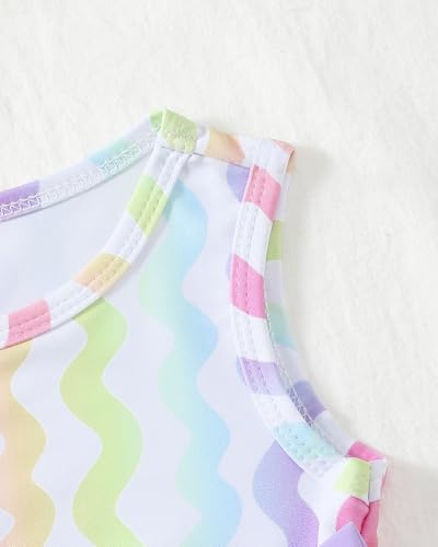 Image of Toddler Girl Swimsuit Baby Girl Bathing Suit Long Sleeve Floral Zipper One-Piece Rash Guard Swimsuit with Hat