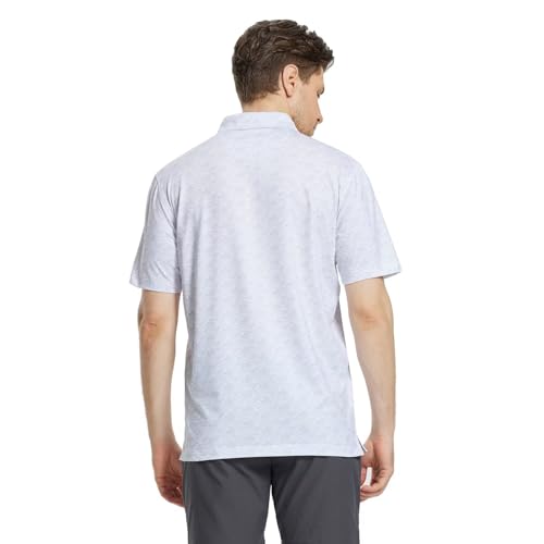 Image of M MAELREG Mens Golf Shirt Short Sleeve Dry Fit Print Moisture Wicking Performance Patterns Collared Polo Shirt