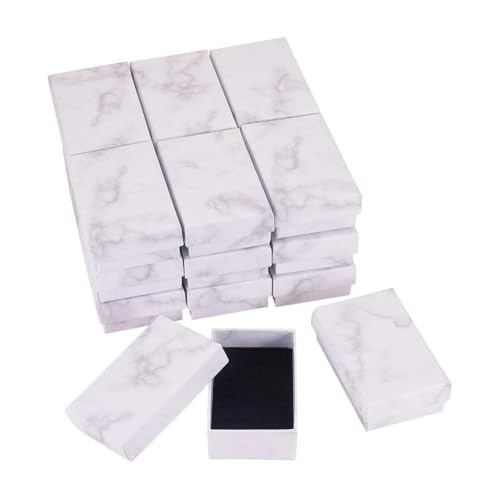 Boîtes à bagues et boucles d'oreilles effet marbre | Coffret bijoux x20