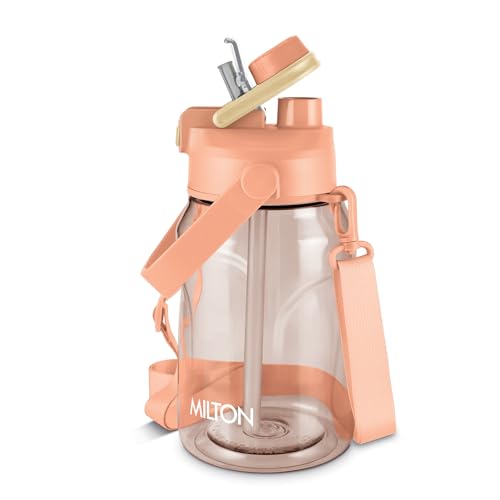 MILTON Eros 1000, 2-in-1 Sip or Gulp Lid Water Bottle 960ml | Unbreakable - Crystal Clear Plastic | Leak-Proof & BPA-Free, One-Click Open | Ideal for 