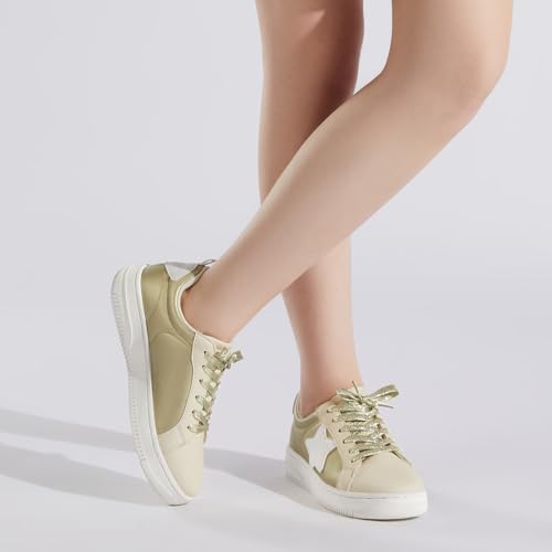 HEEZ Womens Platform Sneakers Fashion Star Tennis Shoes Lace Up Glitter Comfortable Walking Shoes4