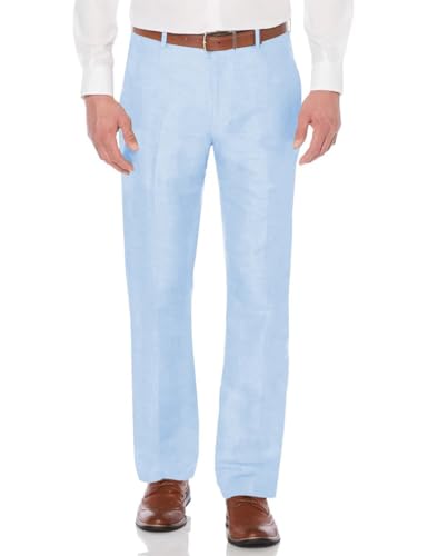 Men's Linen Suit Pants Casual Flat Front Lightweight Dress Pants for Beach Wedding Holiday Prom