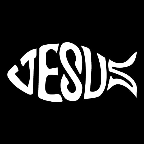 A/X Car sticker 16CM*7.4CM Jesus Fish Symbol Car Window Decal Vinyl Car Sticker Christ God Bible Christian Black/Silver C24-0606