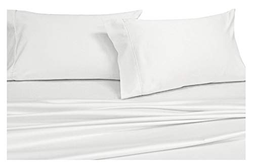 Abripedic satén sólido hojas, 600-thread-count Juego de sábanas, 100% algodón, bolsillo profundo, algodón, Blanco, Matrimonio doble