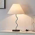 Brightech Squiggle Desk Lamp – Tall LED Table Lamp for Bedroom, Living Room, Office – Boho Mid-Century Modern Bedside Table Lamp with A-Line Open Shade and LED Bulb – Black