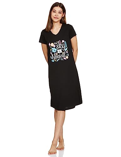 Image of Amazon Brand - Eden & Ivy Women's Cotton Knee Length Regular Fit Nighty (Available in Plus Sizes)