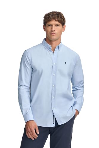 Polo Club Camisa Oxford Azul Celeste de Hombre con Logo Bordado 100% algodón