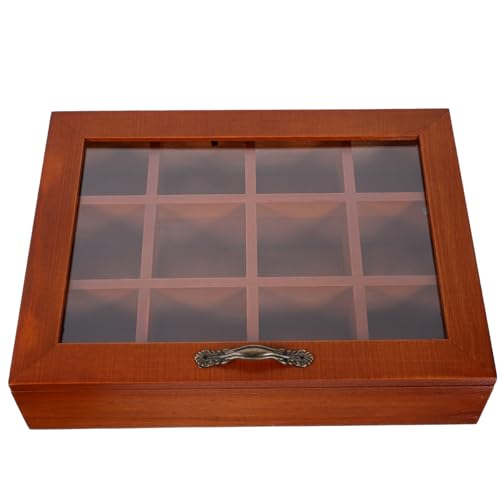 GOOHOCHY Caja De Madera Con Tapa Transparente Para Bolsitas De Té Organizador De Té Hogar Para Almacenar Sobres De Azúcar y Especias Diseño Creativo Para Cocina