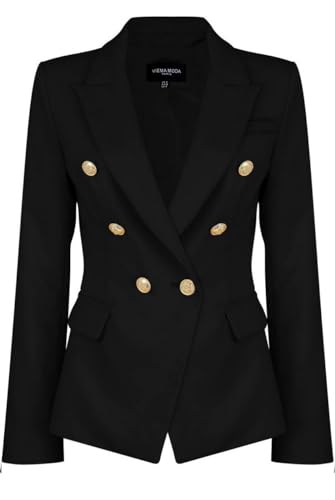 Womens Double Breasted Military Style Blazer Ladies Coat Jacket