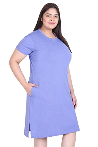 Image of RYSH Women's Solid Cotton Plus Size Nighty Chemise | Easy cotton chemise for nightwear and lounge comfort