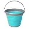 Navaris vouwemmer, silicone emmer, opvouwbaar, 10 liter, poetsemmer voor reiniging, camping, vissen, keuken, huishoudemmer, compact, capaciteit 10 l, blauw en grijs., 10l