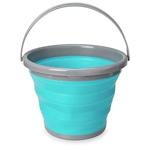 Navaris vouwemmer, silicone emmer, opvouwbaar, 10 liter, poetsemmer voor reiniging, camping, vissen, keuken, huishoudemmer, compact, capaciteit 10 l, blauw en grijs., 10l