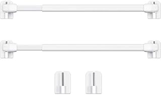 Adjustable Plastic Curtain Rod Extendable Curtain Rods for Window Cupboard Bars Tension Rods Curtain Rail Pole Self Adhesive Curtain Rod for Home Bathroom Hotel, 15.7-27.5 Inch (White, 2)