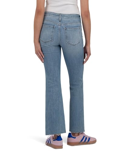 KUT from the Kloth Women's Kelsey Mid-Rise Ankle Flare Raw Hem Slash Pocket2