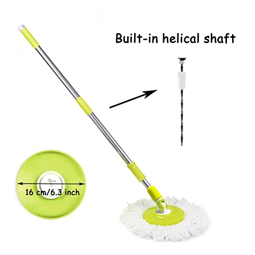 Midremer Spin Mop Pole Handle Replacement, Home Floor 360 Degrees Rotating Telescopic Replacement Handle Cleaning Tool Accessories Enhanced Thickened Version for Cleaning Home Bedroom Office (Green)
