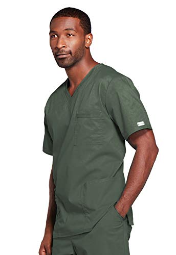 Image of Cherokee Scrubs for Men & Women V-Neck Scrub Top with 4 Pockets, Cotton Blend Soft Stretchy Easy Care Nursing Uniform - 4725