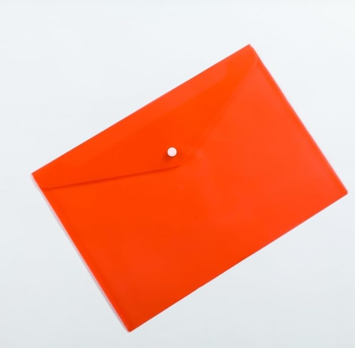 Image of ADA Envelope Design Document Certificates File Folder Bag Multicolor Holder Storage Case Snap Button Folder Clear Plastic Container for A4, FS Legal Size Papers Stationery (Pack of 5)