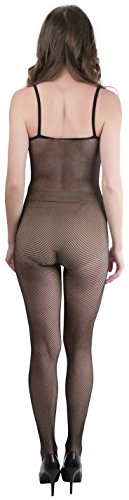 Image of ToBeInStyle Women's Bodystocking Crotchless Peek-A-Boo Fishnet Lace Bodysuit