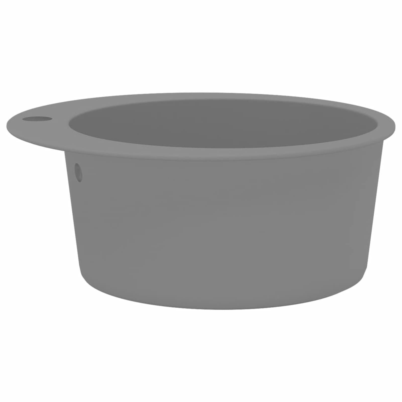 JUDYY Fregadero de Cocina de Granito con un Seno, Mueble Pila Lavadero, Pila Fregadero Cocina, Fregadero sobre Encimera, Fregadero Baño Encimera, Picas De Cocina, Redondo Gris