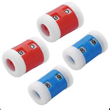4Pcs Red and Blue Knitting Row Counter Set,Knit Row Counter Replacement Reusable Plastic Crochet Knitting Assistant Tools Combi Pack Useful and Fashion Knitting and Crochet Notions