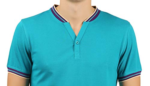 Image of Zebu Men's Half Sleeve Cotton Henley Neck Tshirt with bio wash (Pack of 1).