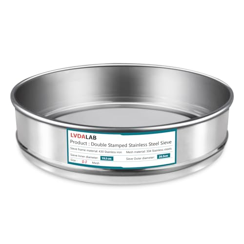 LVDALAB 304 Stainless Steel Mesh Lab Sieve, 80 Mesh (0.2mm) Aperture Test Sieve, 7.9Inch(20cm) Diameter Economy Standard Analysis Sample Test Sieves for Industrial Laboratory Homes