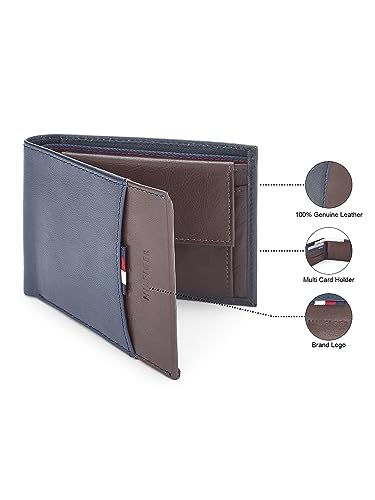 TOMMY HILFIGER Mudcreek Leather Global Coin Wallet for Men - Brown & Tan, 4 Card Slots 5 319F+1PpdoL
