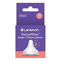 Lansinoh NaturalWave Sauger, Gr. XS - extra langsamer Milchfluss - speziell für Neugeborene geeignet - ab 0 Monaten, 2 Stück