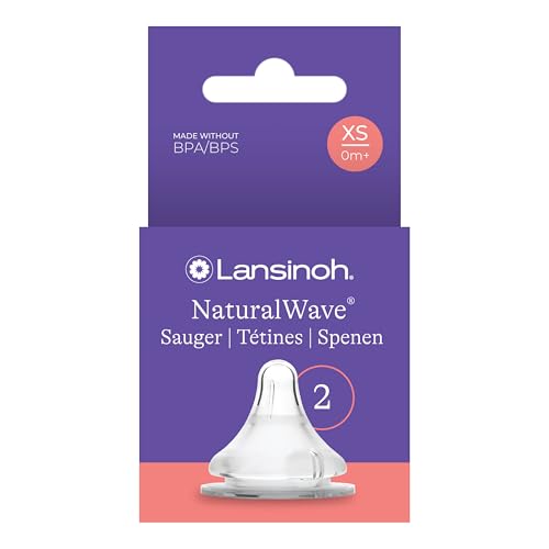 Lansinoh NaturalWave Sauger, Gr. XS - extra langsamer Milchfluss - speziell für Neugeborene geeignet - ab 0 Monaten, 2 Stück