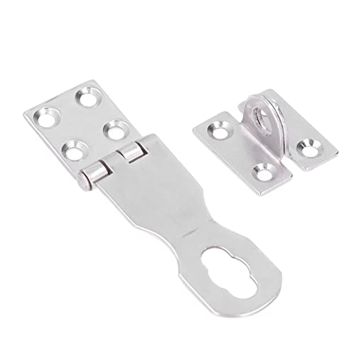 Image of Foldable Safety Hasp, 316 Stainless Steel Durable Mirror Polished Door Latches Buckle Easy Installation for Marine Cabinets Sheds Boxes