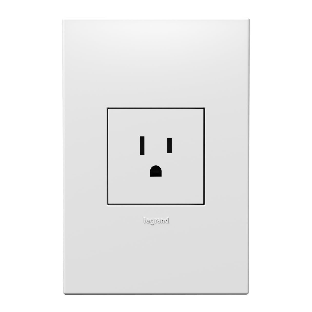 Legrand adorne 15A Single Tamper-Resistant Electrical Outlet (Without Wall Plate, White, 1)