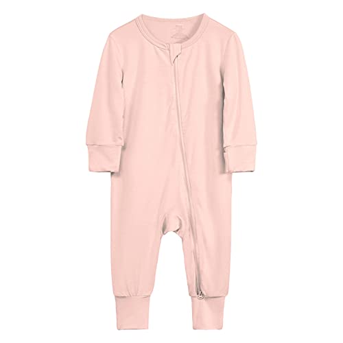 MVNB Newborn Infant Baby Cotton Rompers Footless Pajamas Zipper Long Sleeve Sleeper Jumpsuit Birthda
