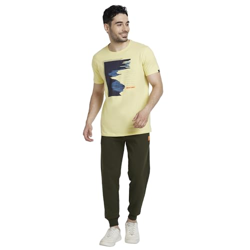 Image of Spykar Men's Mid Rise Fitted Track Pants