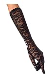 spitzenhandschuhe schwarz fingerlos Einheitsgröße jowiha® Spitzenhandschuhe lang Schwarz Weiß oder Rot ca 53 cm (Schwarz)