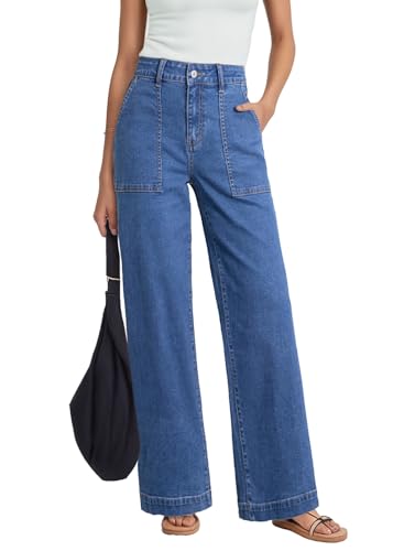 Dokotoo Womens Jeans High Waisted Stretch Straight Leg Baggy Jeans