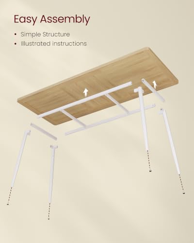 Image of VASAGLE 70.9 inch Dining Table for 6-8 People, Modern Kitchen Table, Heat-Resistant Tabletop, Quick Assembly, for Dining Room, Golden Oak and Cloud White, Island Collection UKDT108Y101S