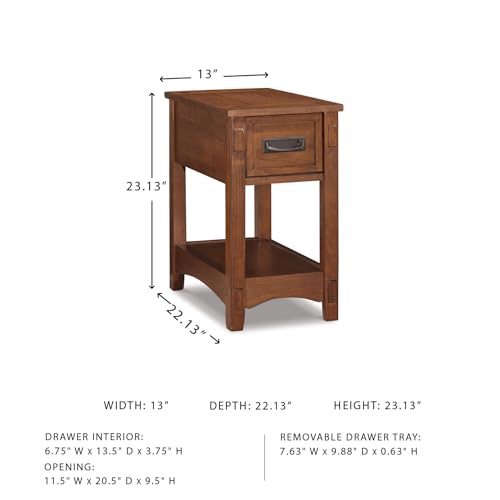 Image of Signature Design by Ashley Breegin Narrow Sofa Side End Table, Brown, 13 inch