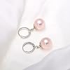 Paialco 12mm Faux Pearl Earrings Leverbacks Hypoallergenic Ball Dangle Hoop Earrings for Women, Pink