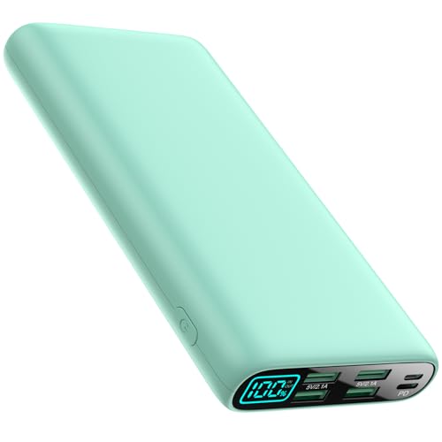 Portable Charger 38800mAh,LCD Display Power Bank,5 USB Outputs Battery Pack Backup, USB-C 3A in&out Travel Essential Portable Phone Charger For iPhone 17/16/15/14/13 Pro,Android Samsung Galaxy-Green