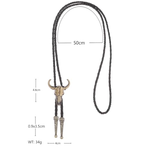Image of Jeilwiy Bolo Tie for Men Western Cowboy Tie Necklace Gold Bolo Tie Leather Necktie Halloween Tie Accessories for Women