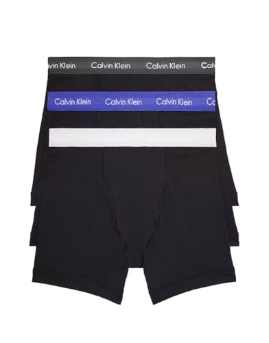 Calvin Klein Men's Cotton Stretch Multipack Boxer Briefs, Black W/Phantom/Spectrum Blue/Vaporour Gray WBS, Medium