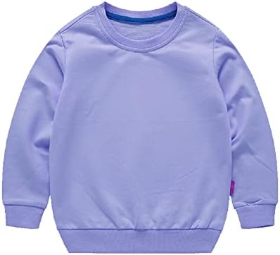 HAXICO Unisex Boys Girls Sweatshirts Toddler Baby Sweatshirt Purple 4T Kids Tshirts Solid Cotton Pullover T-Shirt Crewneck Long Sleeve Tops Blouse