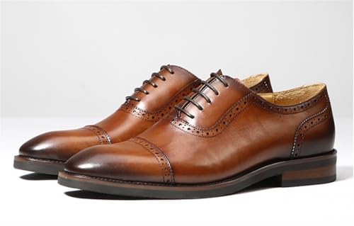 Men's Fashion Wingtip Pattern Oxford Shoes Retro Square Toe Breathable Comfort Leather Derby Shoes Lace Up Business Casual Shoes for Men2