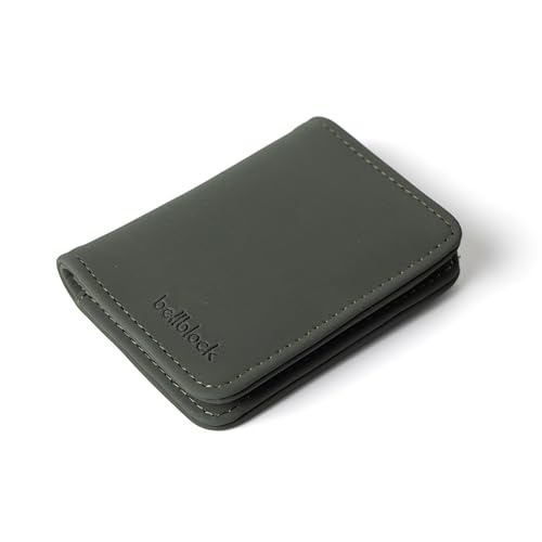 Image of Bellblock Minimal Card Holder for Men /Women | Slim Handcrafted Mens Card Wallet | Upto 7 Cards & Folded Cash | Vegan Leather | Dark Green (Pack of 1)