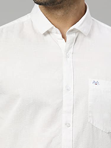 Image of Thomas Scott Men's | Solid | Half Sleeve | Slim Fit | Linen Blend | Spread Collar | Casual Shirt